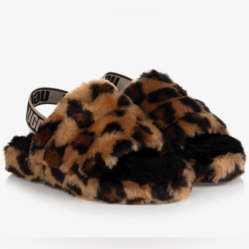 Size 13 kids leopard UGGs sling backs